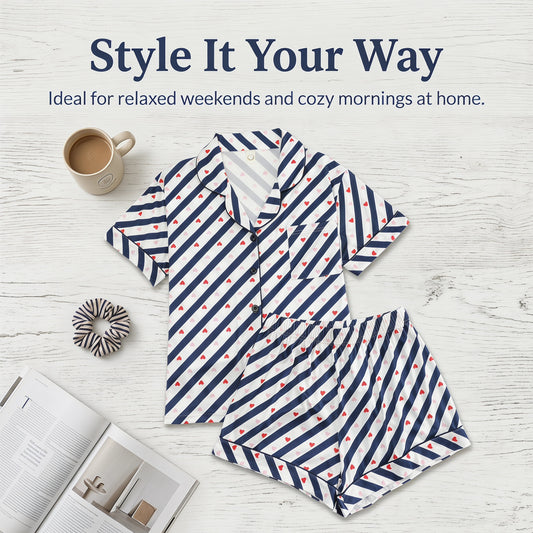 Women's 2-Piece Aesthetic Minimalist Matching Waffle Knit Loungewear Set, Cute Bear Embroidery Nightwear, Soft Texture Button-Down PJs & Relaxed-Fit Jogger Pants for Winter Home Use